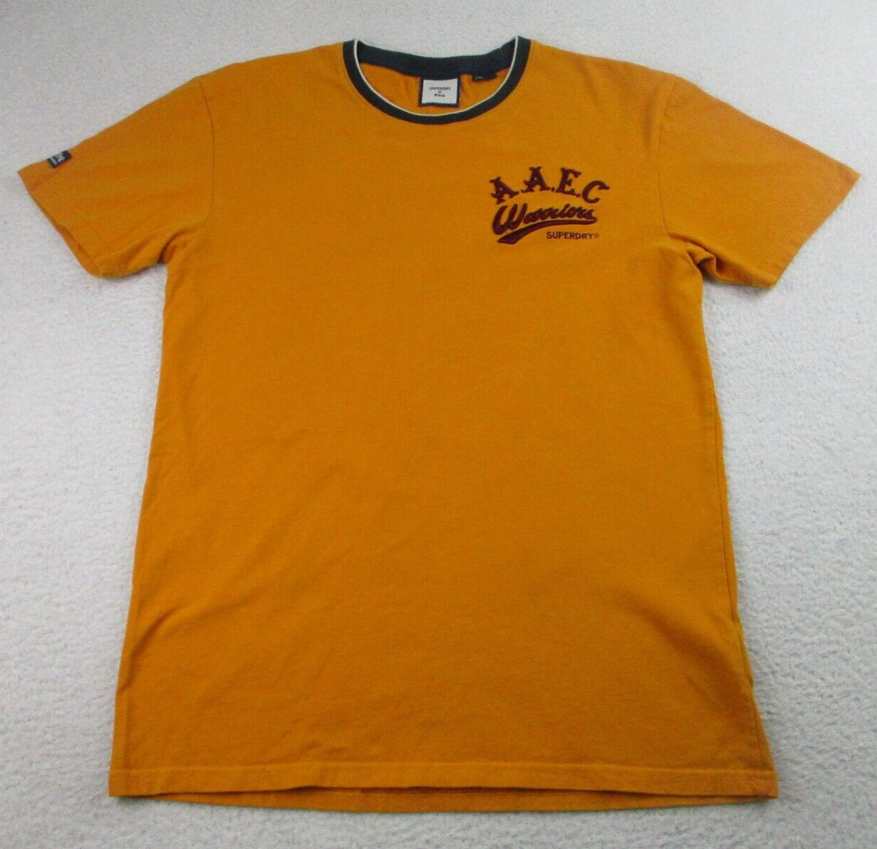 Superdry T-Shirt Mens Size Small Warriors No 1 Yellow Raised Stitching Logo S gallery