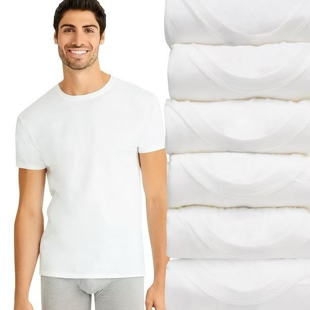 Hanes Men's Best 6-Pack Crew T-Shirt 6 Pack Size 2XL in White gallery