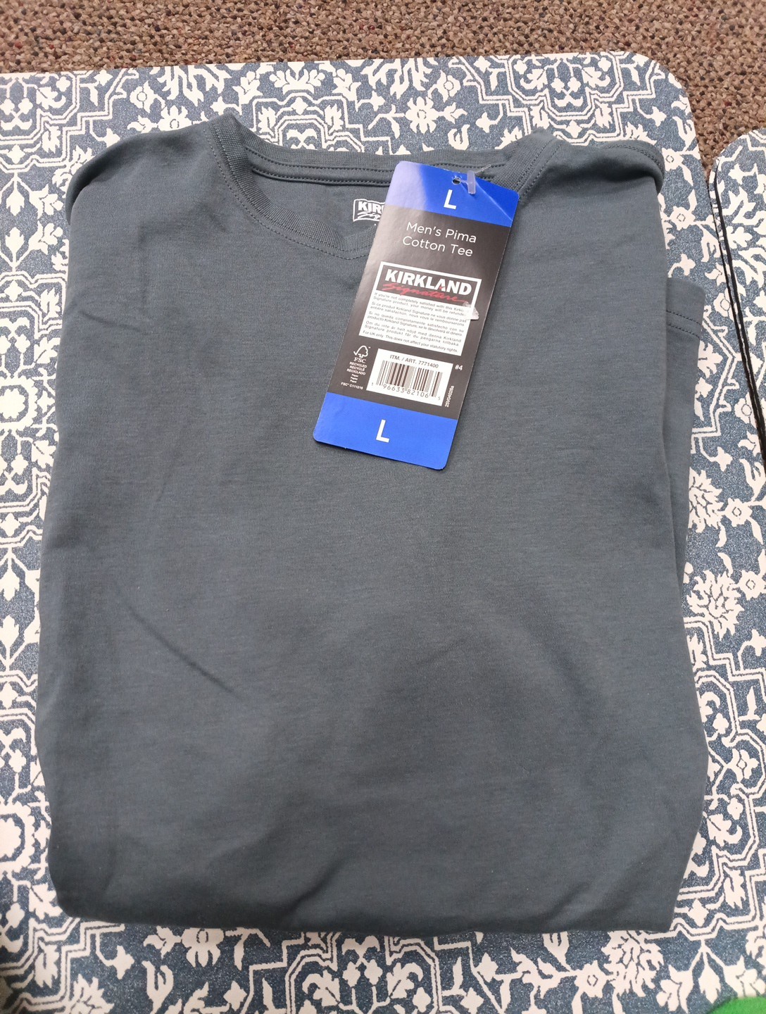 Kirkland Signature Men’s Pima Cotton Slub Tee, Gray, Size L gallery