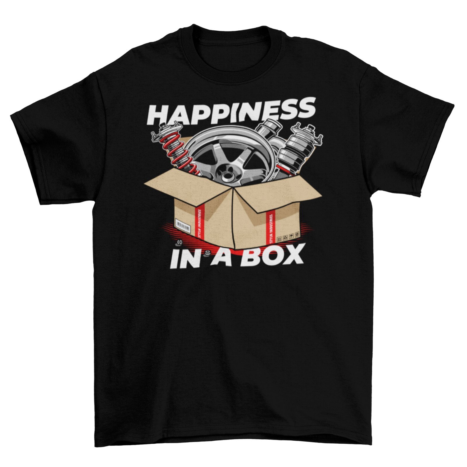 CAR PARTS BOX HAPPINESS T-Shirt Black S-3XL JDM Boost Mechanic Turbo Race gallery