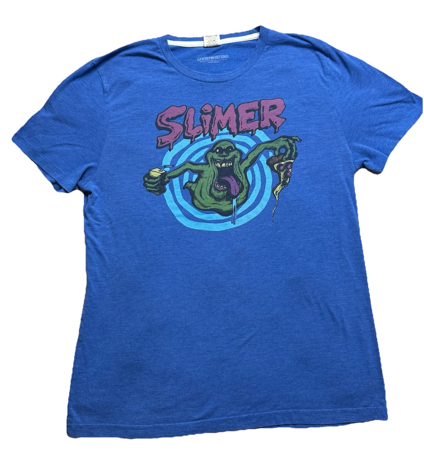 “Slimer – Ghostbusters” Homage Ultra Soft Blue T Shirt Unisex In XL