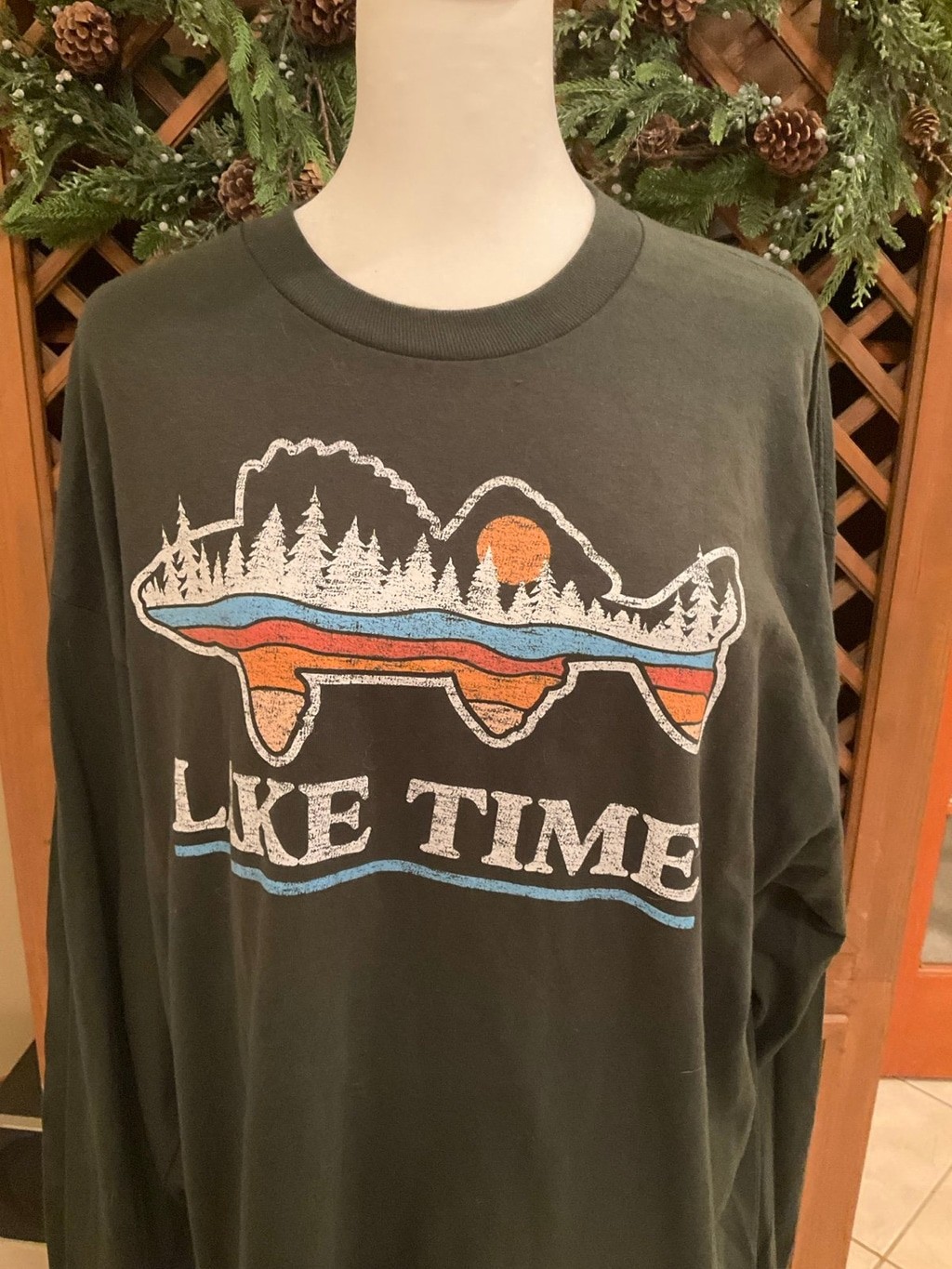Lake Time Graphic Gorpcore Granola Fishermen Long Sleeve XL Outdoor Tshirt gallery