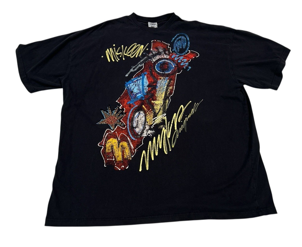 Vintage Y2K Miskeen Originals Men's 3XL Black Hand Painted Shirt Skate Hip Hop gallery