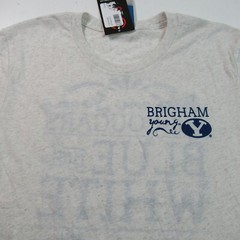 NWT Brigham Young Cougars T Shirt Blue & White Super Thin Oatmeal NCAA MEDIUM