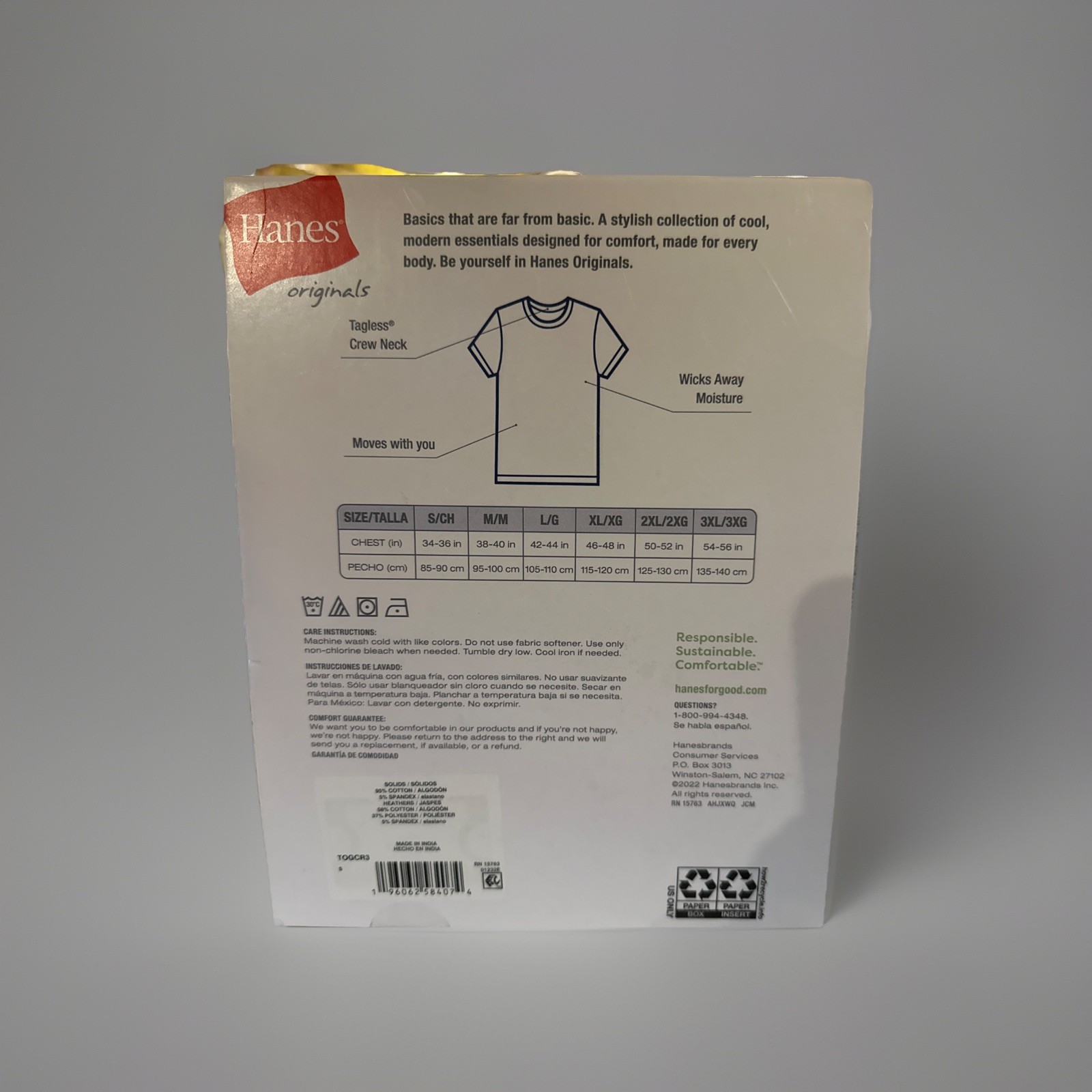 Hanes Originals 3 Pack Stretch T-Shirts Mens Size Small Soft Breathable Cool NEW gallery