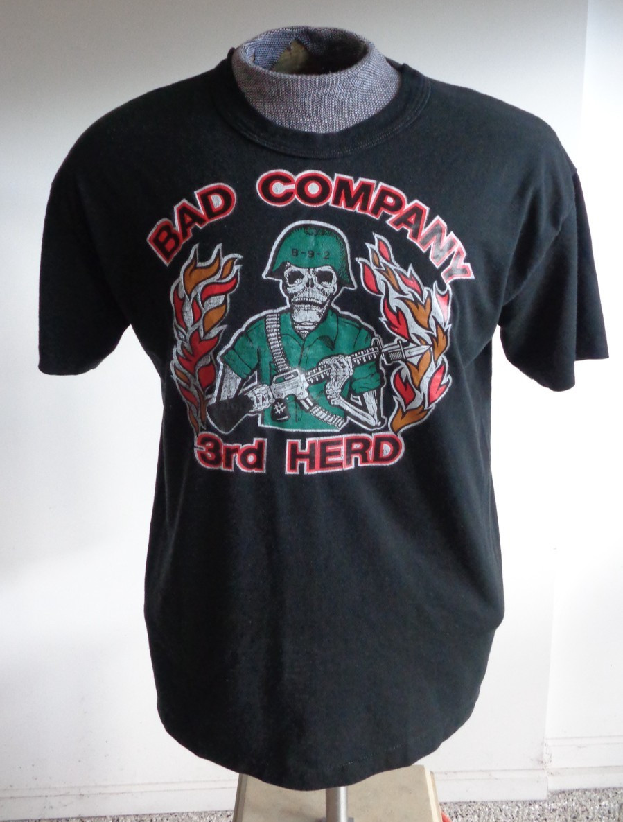 RARE 1985 vintage US Army Infantry Basic Trng PT t-shirt BAD COMPANY 3rd HERD gallery