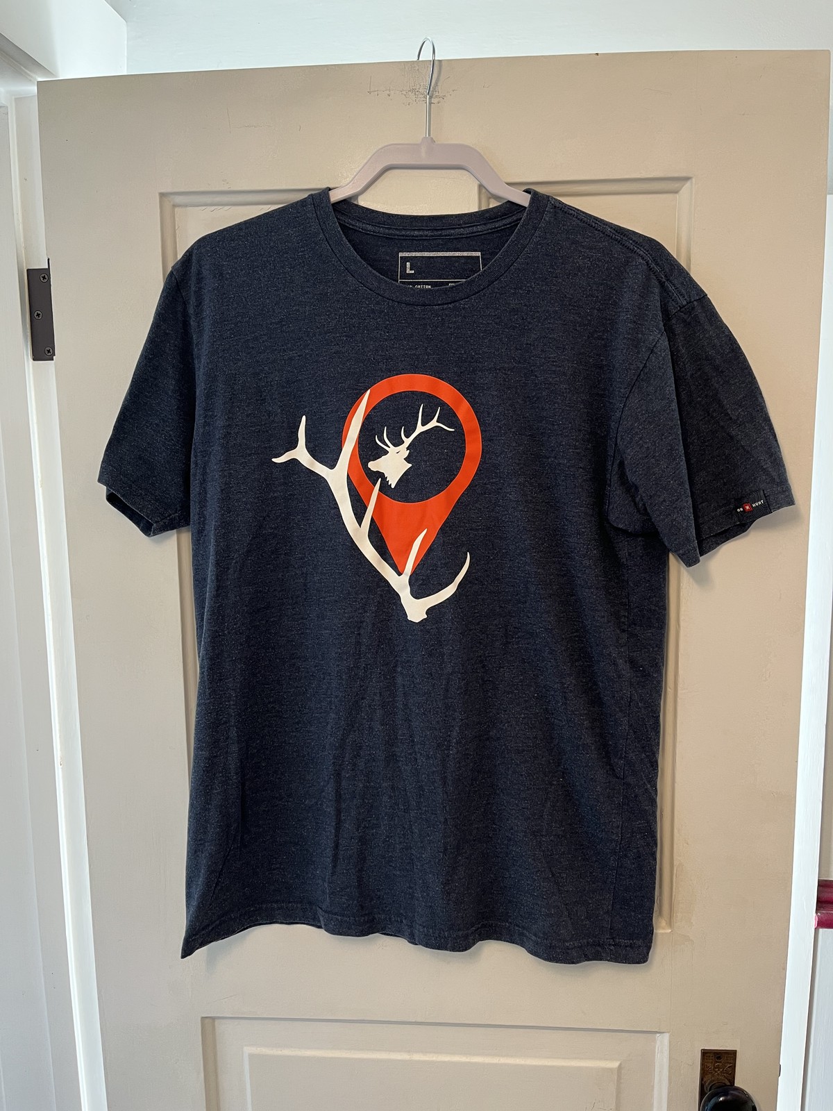 OnX Hunt Shirt Mens Large Navy Blue Antler Logo Outdoor Hunting Tee Soft Cotton