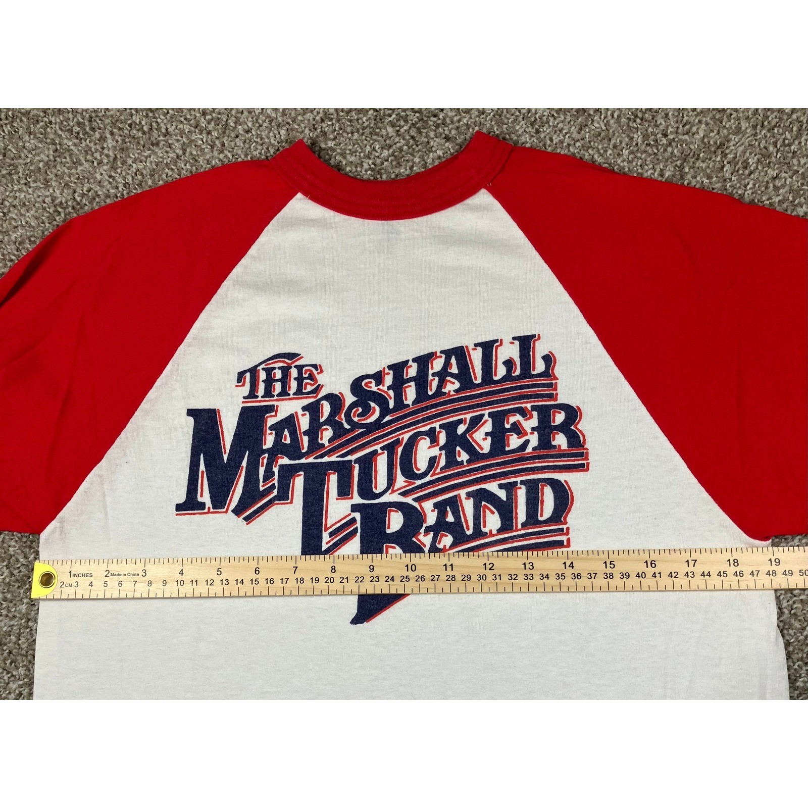 Augusta Sportswear The Marshall Tucker Band Raglan Baseball Tee Red White Mens M gallery