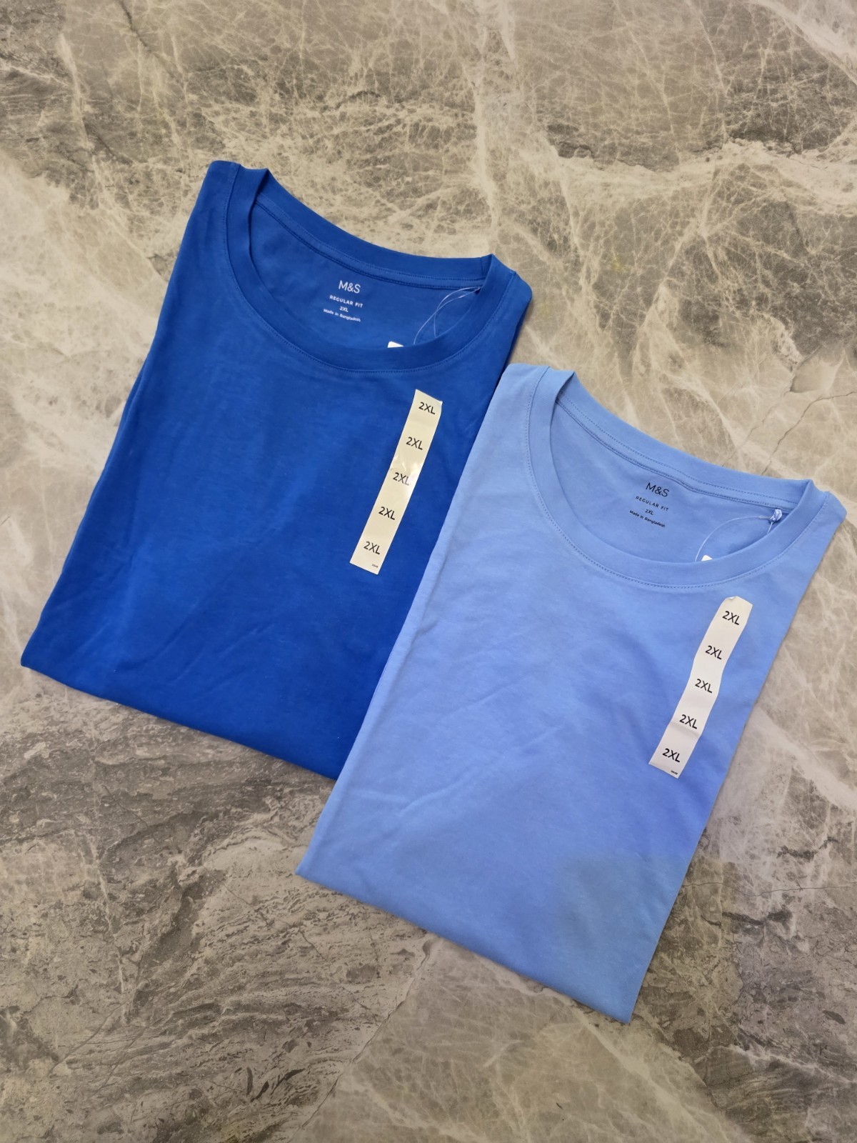 M&S Regular Fit Pure Cotton Crew Neck T-Shirt ~ LONG LENGTH ~ 2 PACK ~ Size 2XL gallery
