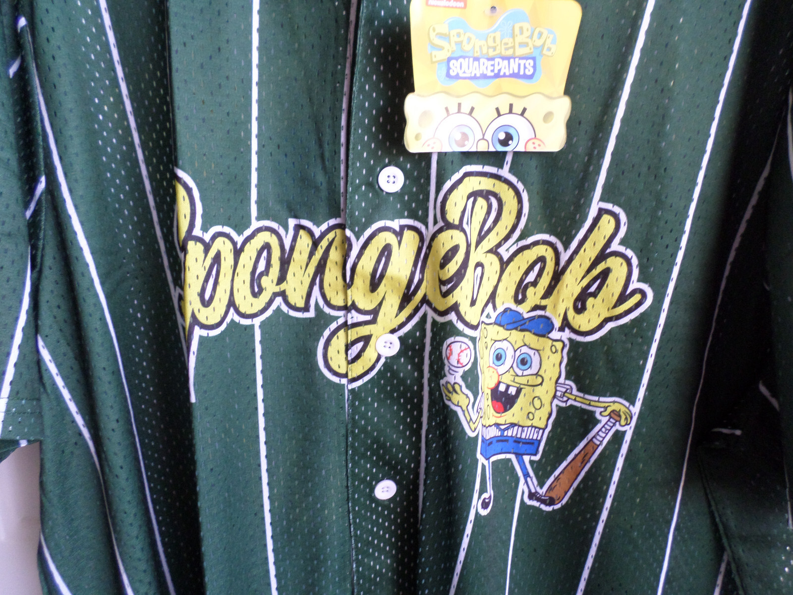 SpongeBob Square Pants Size 4XL Jersey Nickelodeon Green & Yellow Front Button gallery