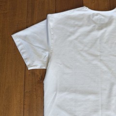 BYLT Premium LUX Basics Drop Cut Scalloped White Crew Neck Tee Size M