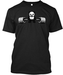 Panda Bear Deadlift Weightlifting Gym T-Shirt Made in the USA Size S to 5XL