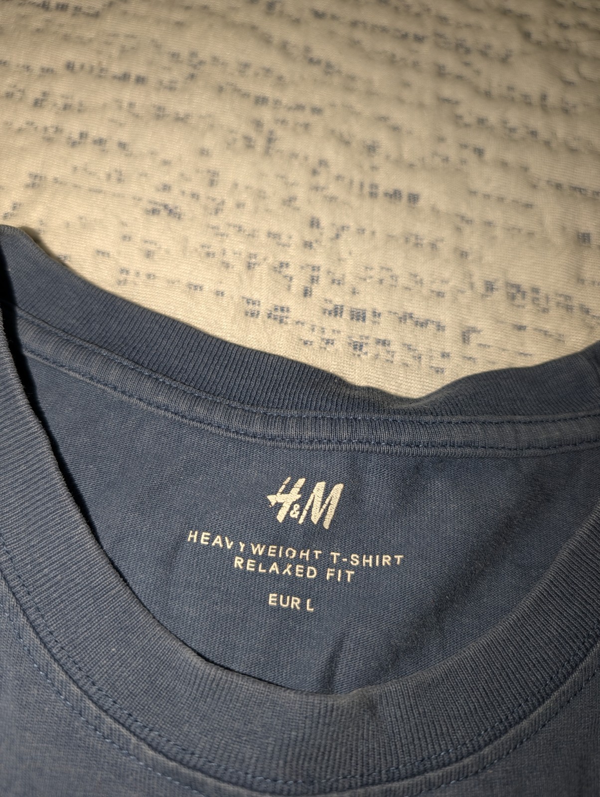H&M Men's Blue Heavy Weight T-Shirt Solid Crew Neck Relaxed Fit Short Sleeve L gallery