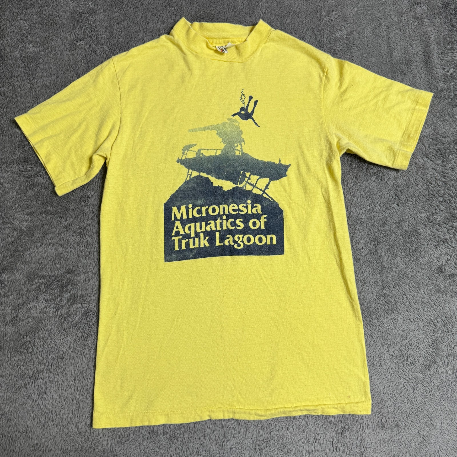 Vintage 70s Wreck Diving Shirt S Micronesia Aquatics of Truk Lagoon WW2 Ships gallery