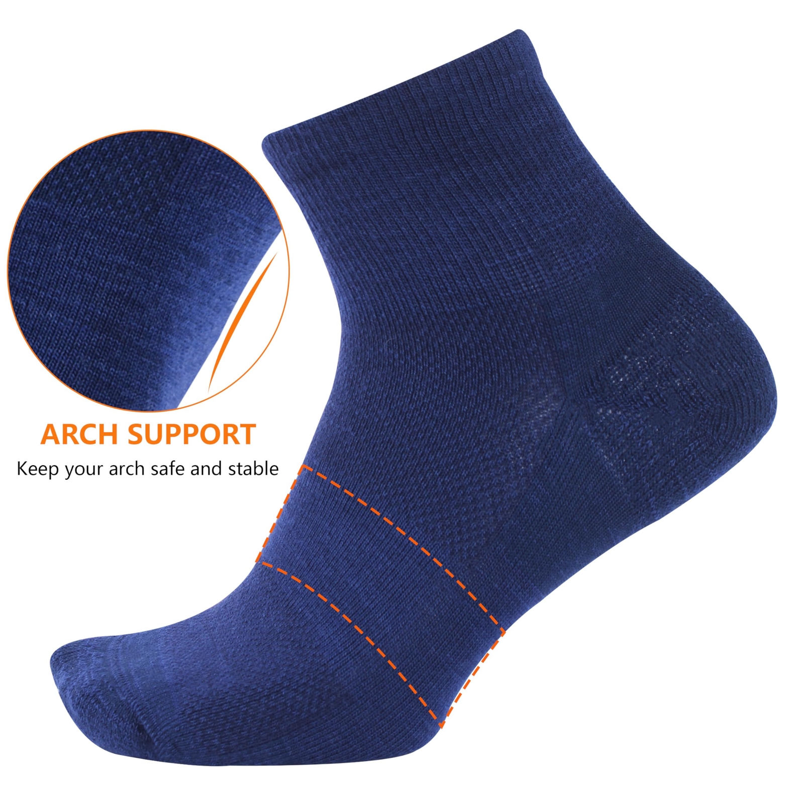 Merino Wool Ankle Socks 3-Pack Blue Medium Moisture-Wicking for Casual Running gallery