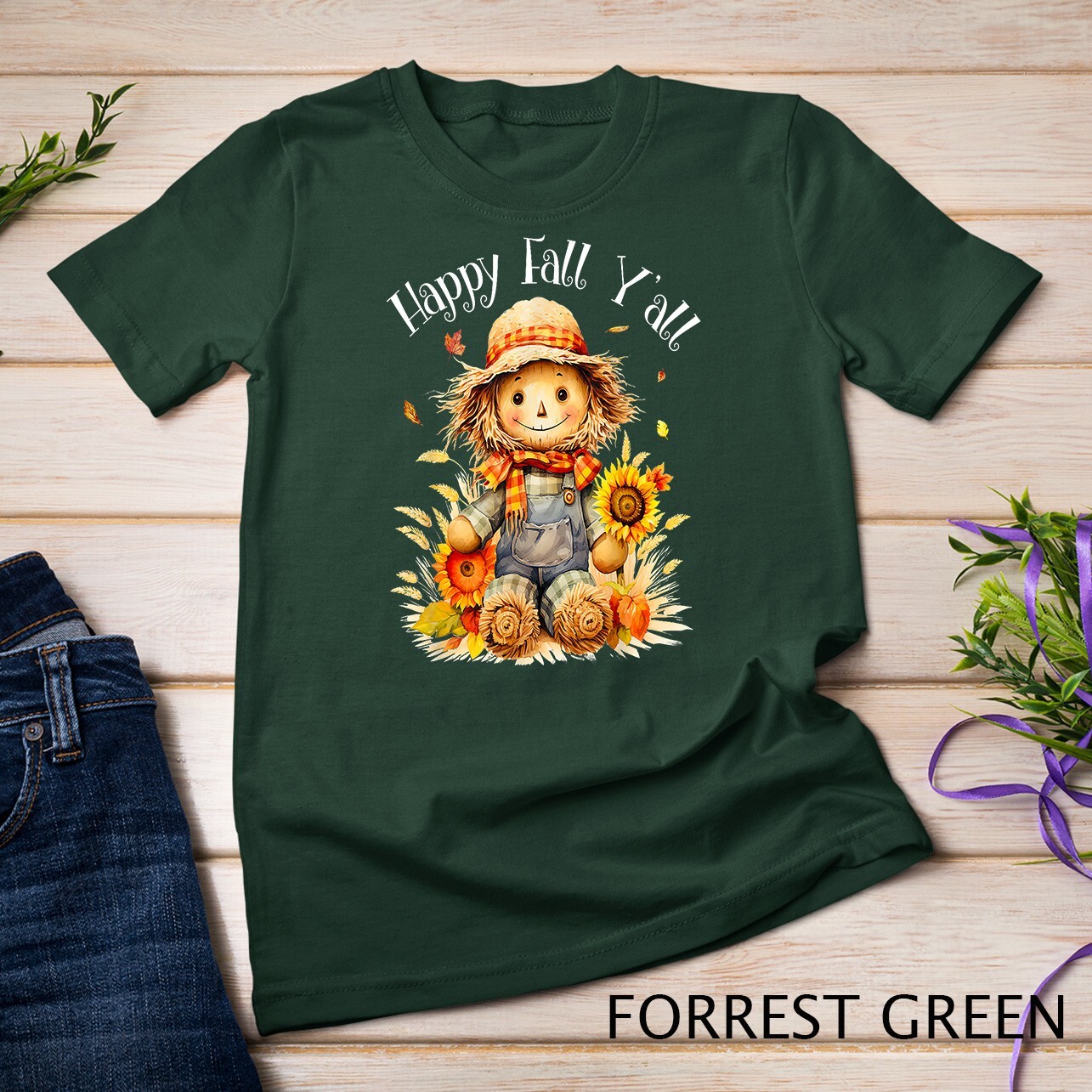 Happy Fall Yall Shirt Scarecrow Pumpkin Autumn Thanksgiving Unisex T-shirt gallery