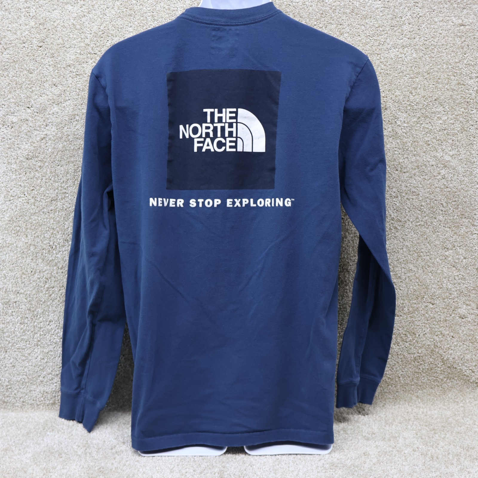 The North Face Mens Medium Long Sleeve Logo Tee Blue (see photo for flaw)