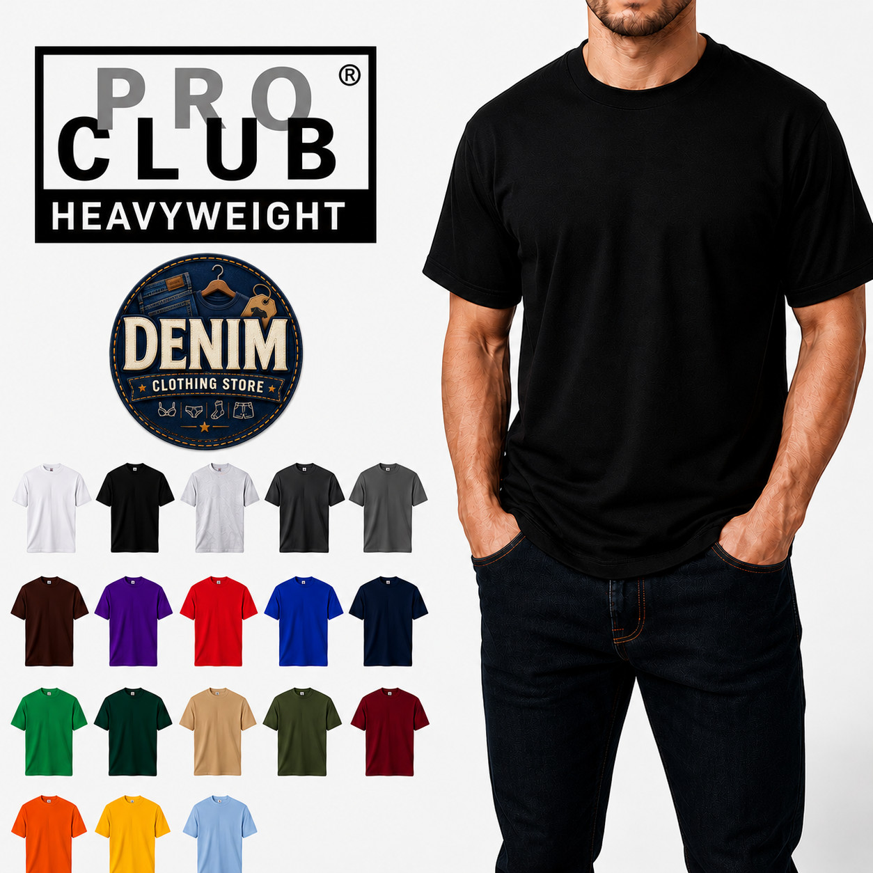 1 NEW PRO CLUB MEN'S BLANK HEAVY WEIGHT CREW NECK SHORT SLEEVE T-SHIRT S - 10XL gallery