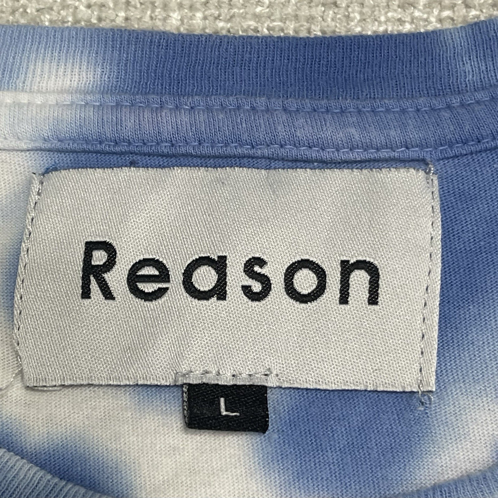 REASON TIE DYE BLUE, PINK, WHITE GRAPHIC 100% CottonT SHIRT MEN SIZE L gallery