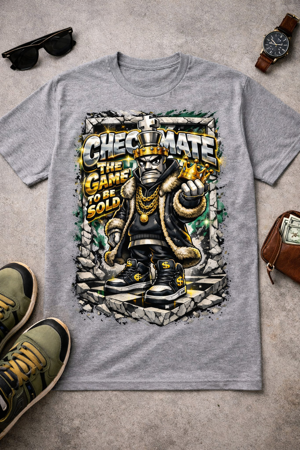 Big & Tall Mens Tee Shirt Checkmate The Game is to Be Sold Streetwear Sneaker T gallery