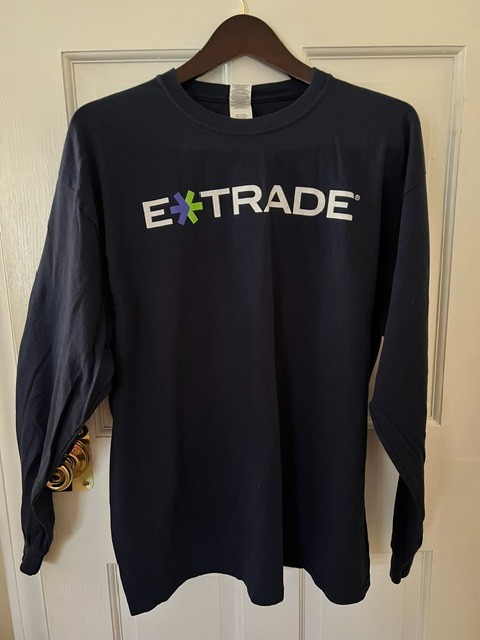 (2) E*Trade Cotton Shirts Navy Blue Mens XL pre-owned gallery