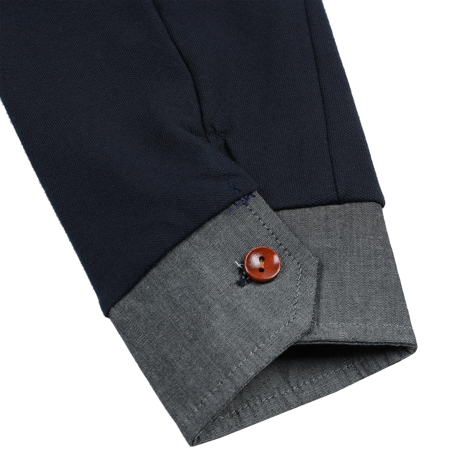 Polo shirt men's long sleeve polo shirts cotton color sewing pocket TShirt slim... gallery