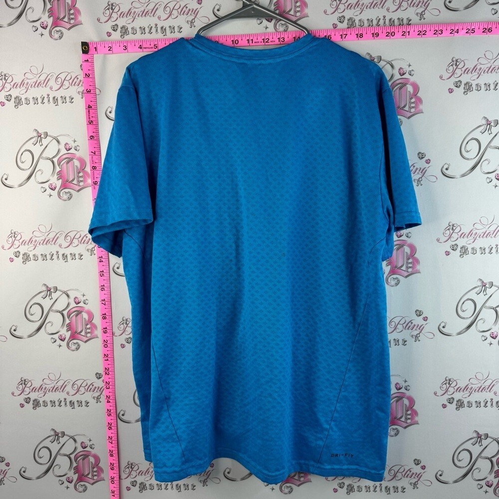 Nike T-shirt stretchy Bright Blue Dri-FIT Short Sleeve Athletic Tee gallery