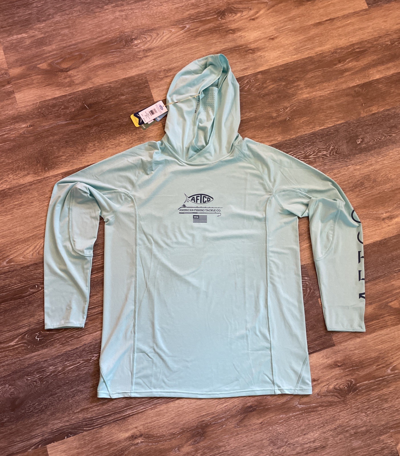 Aftco Shirt Adult XL Barracuda Geo Cool Performance Stretch Hoodie Fishing READ gallery