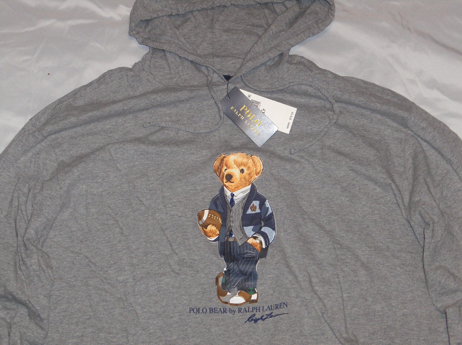 POLO RALPH LAUREN Mens BIG & TALL Football Bear Hoodie T-Shirt Tee, HEATHER GRAY gallery