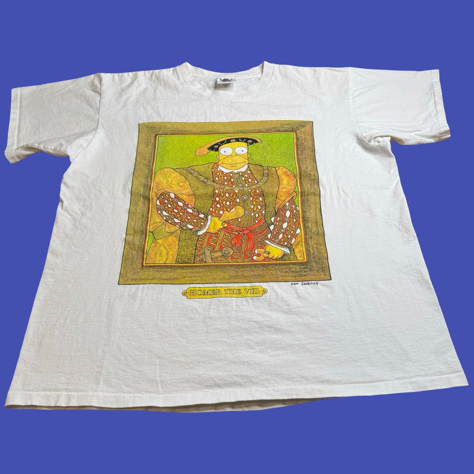 1995 The Simpsons Homer The VIII King T Shirt White 2 Sided Cartoon Vintage gallery