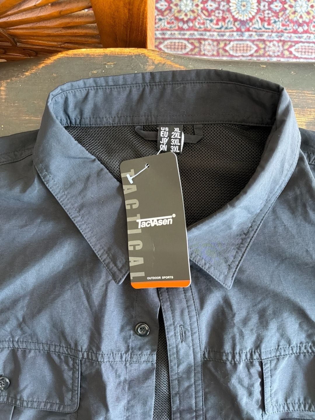 TacVasen Men's Tactical Long Sleeve Quick Dry Cargo Work Shirt Black Size XL gallery