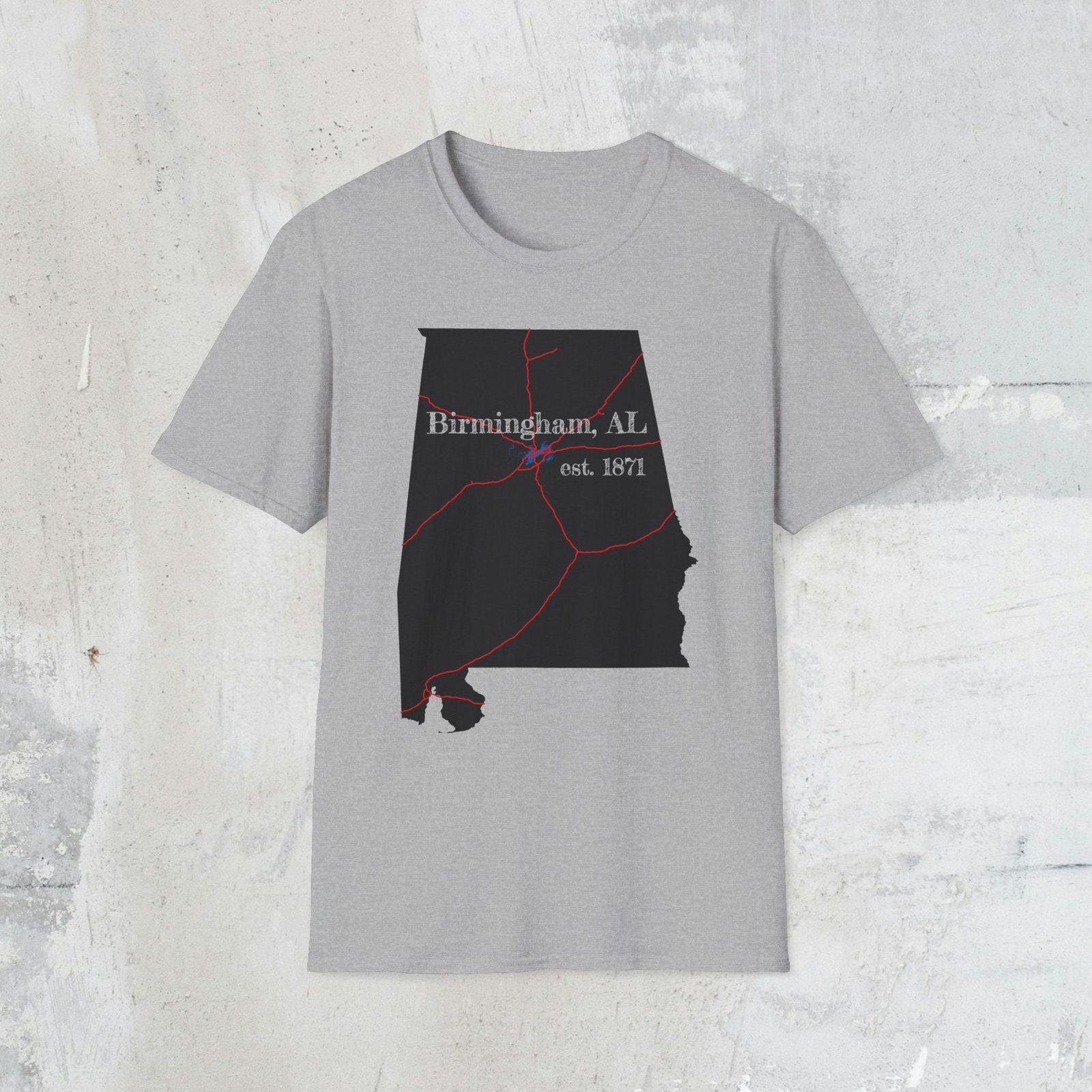 Birmingham AL Map T-Shirt, Unisex Casual Tee, Alabama Gift, Travel Souvenir
