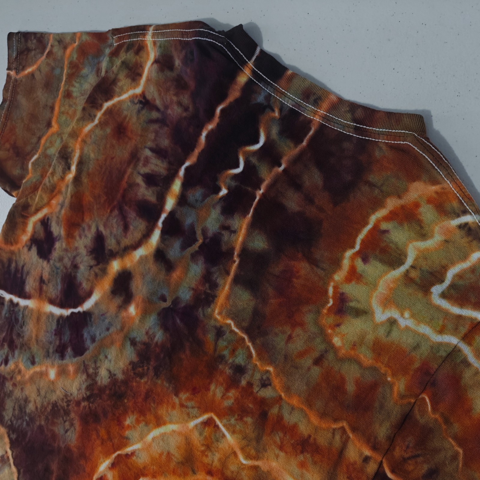 Geode Ice Tie Dye T-Shirt Gildan Adult S Small Orange Brown Earthy Handmade New gallery