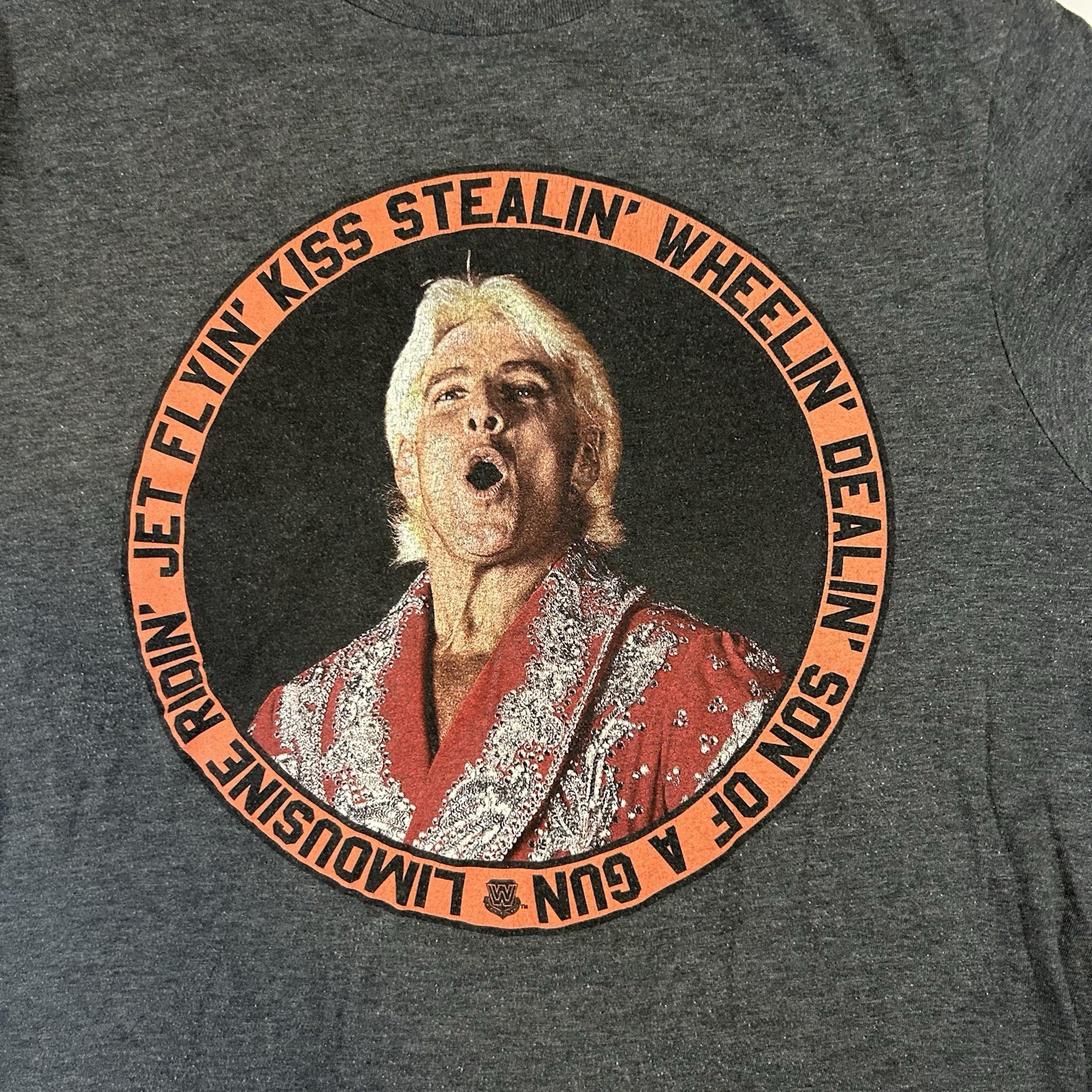 WWE Official Wrestling Champion Ric Flair Son Of A Gun Grey T-Shirt Size Medium gallery