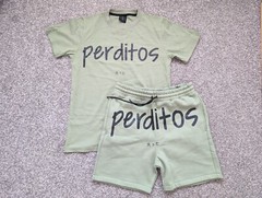 Perditos Shirt Shorts Set Mens Large Green Casual Lost Outdoor Summer Holiday