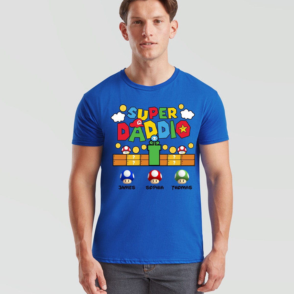 Personalised Super Daddio Mens T Shirt Gaming Fathers Day Mens Graphic Tee gallery