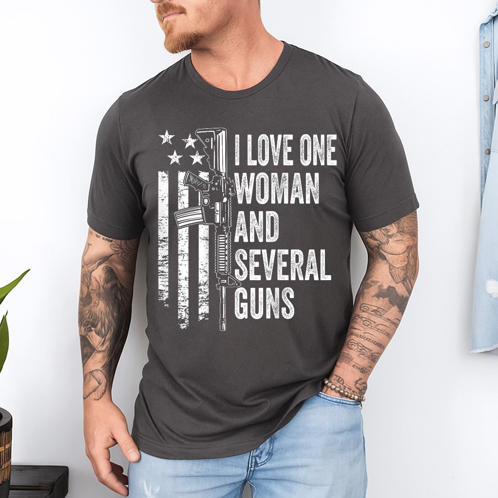 I Love One Woman And Several Guns - Husband Funny Mens Gun T-Shirt gallery
