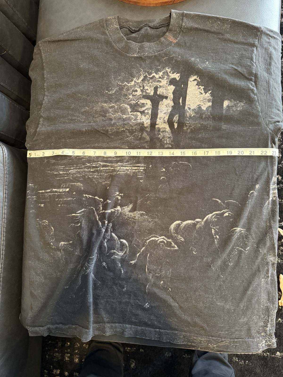 Vintage 90s Gustave Dore Crucifixion AOP T-Shirt Dbl-Sided Single Stitch Boxy XL gallery