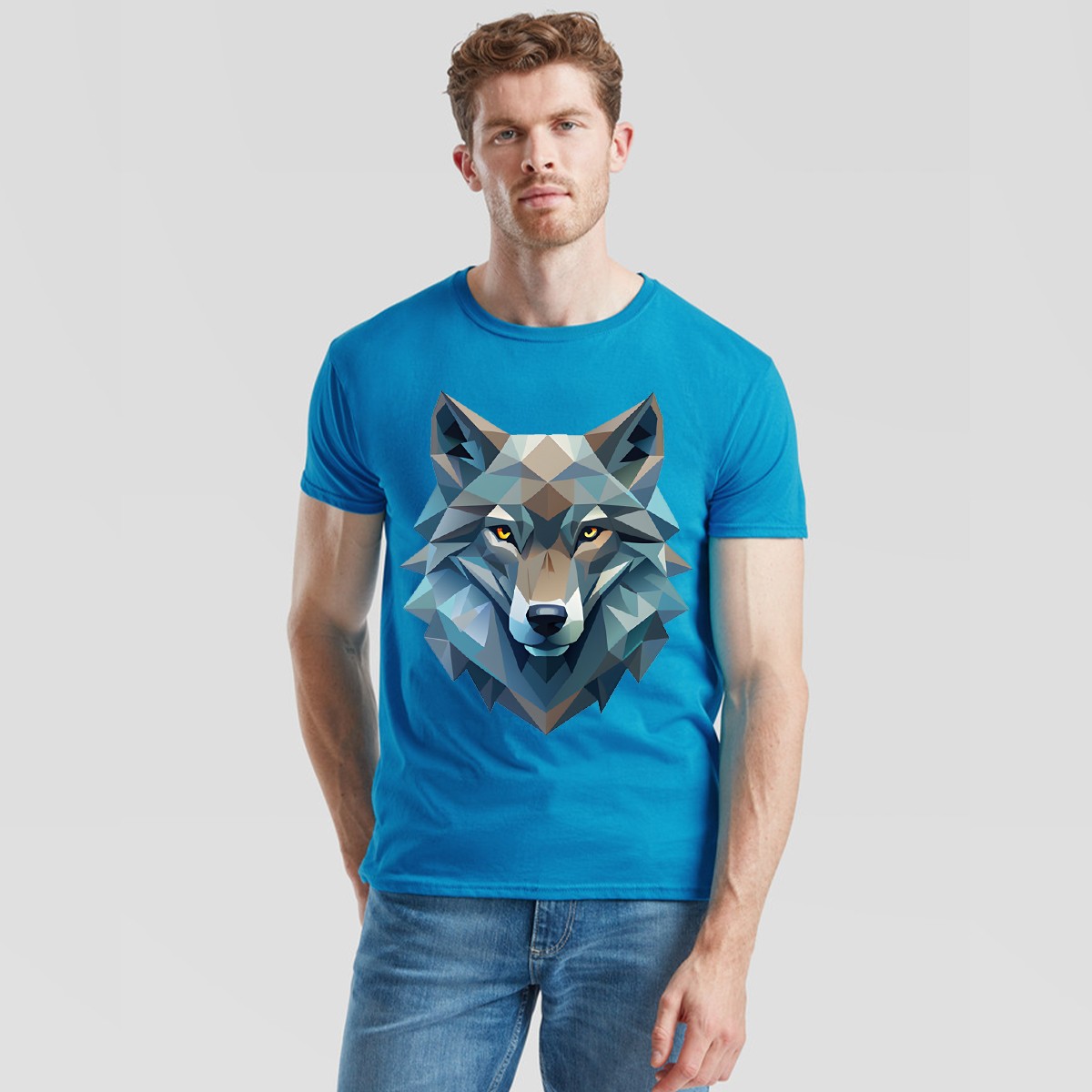 Wolf Geometric Wolves Animals Mens T-Shirt Polygonal Design gallery
