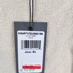 John Varvatos Linen Blend Cording Peace T-Shirts Men XL Twine Crewneck Pullover