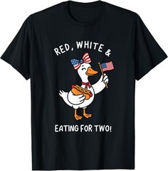 Funny Pregnancy Announcement Red, White Eating for Two Goose T-Shirt