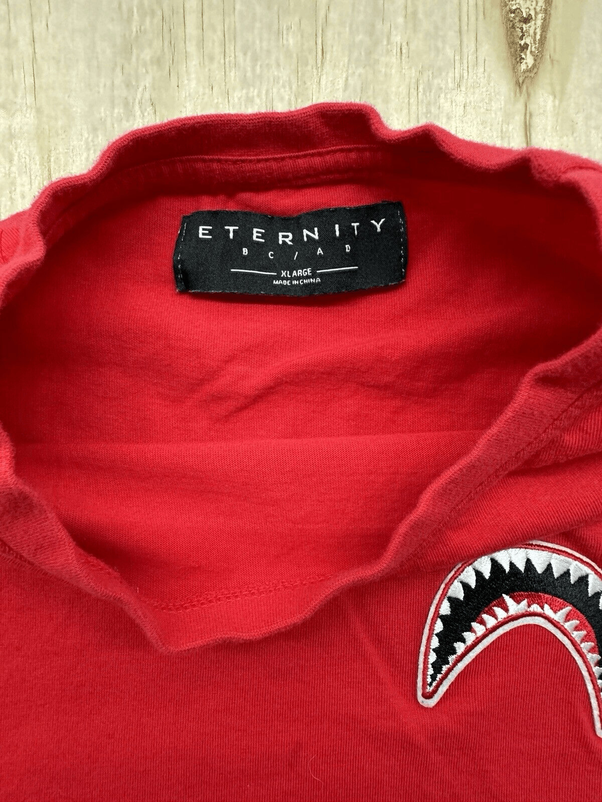 Eternity BC/AD Mens Red Shark Mouth Crew Neck Pullover T Shirt Size XL gallery
