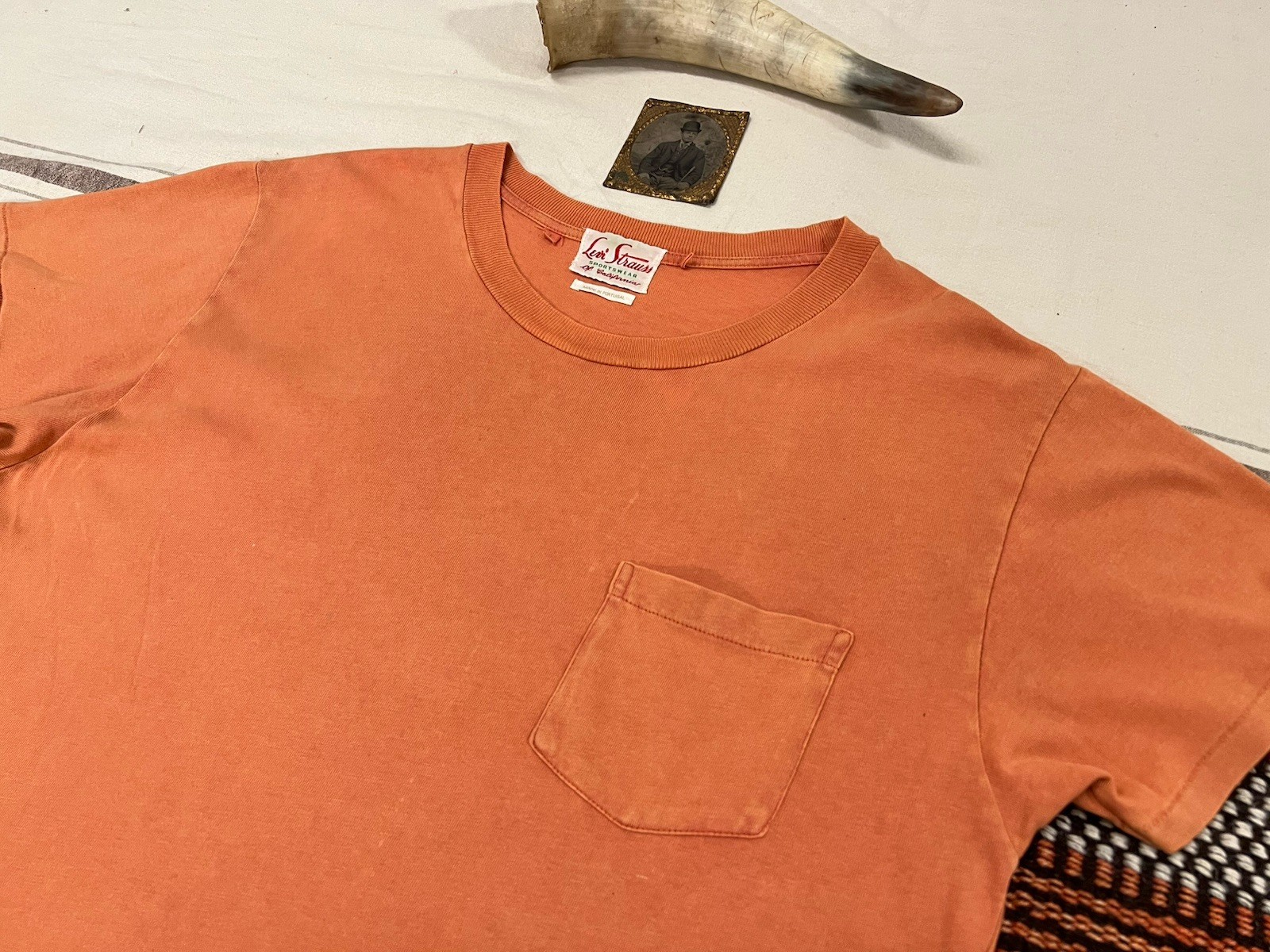 LVC T-Shirt L Levi's Vintage Clothing 50s Sportswear Orange Single Stitch 42" gallery