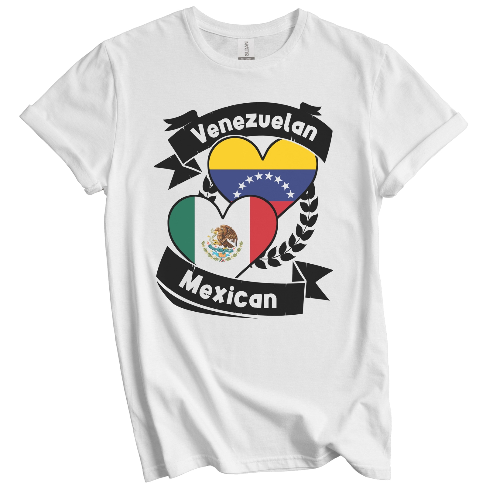 Venezuelan Mexican Heart Flags Venezuela Mexico T-Shirt