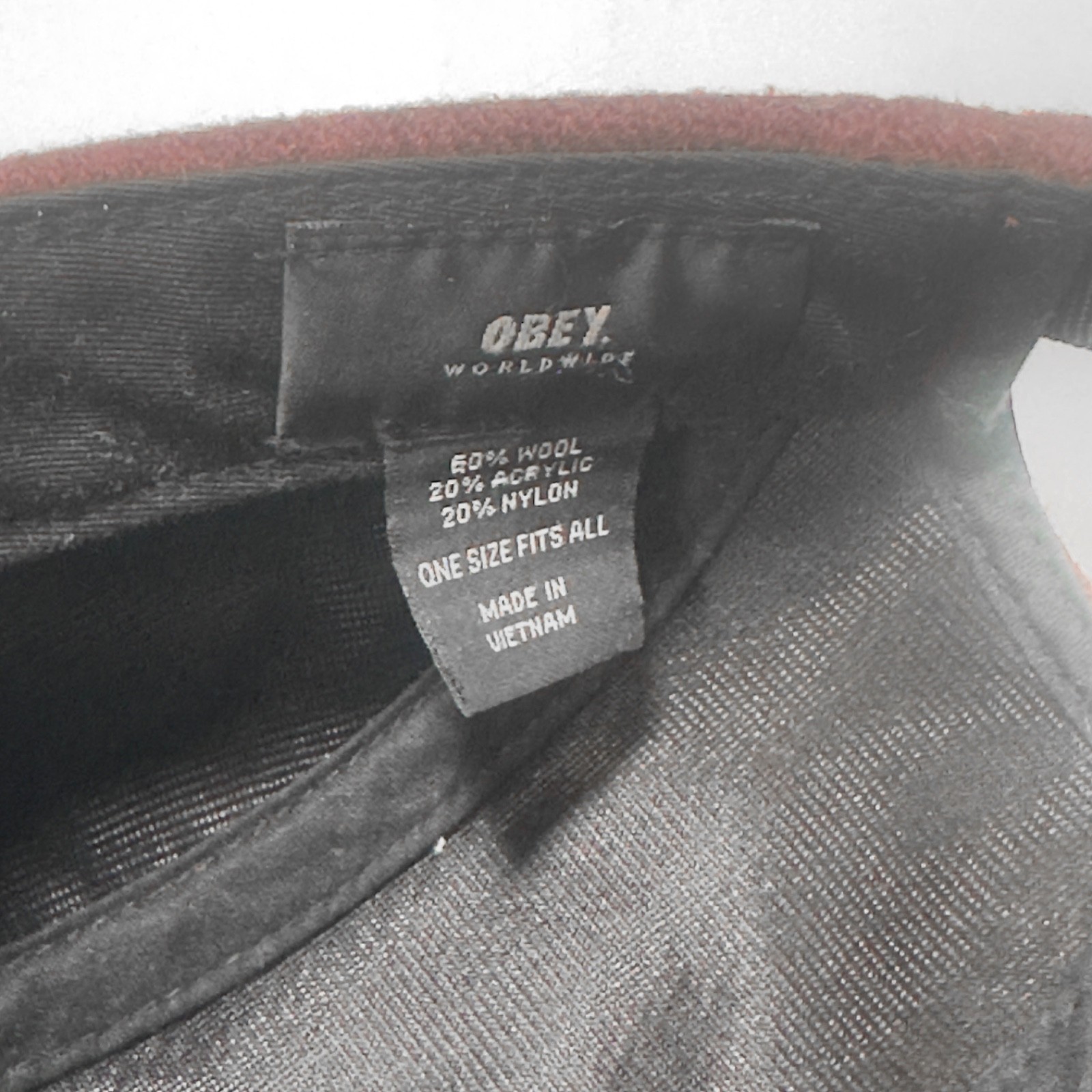 Obey Maroon Wool Blend 5 Panel Cap, One Size Fits All gallery