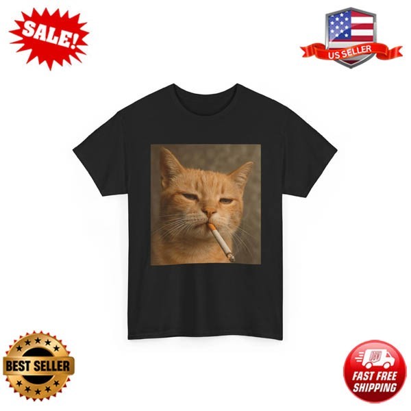 Cat Meme Funny Shirt, Cat Smoking Cigarette Cat Lovers Women Men Shirt gallery