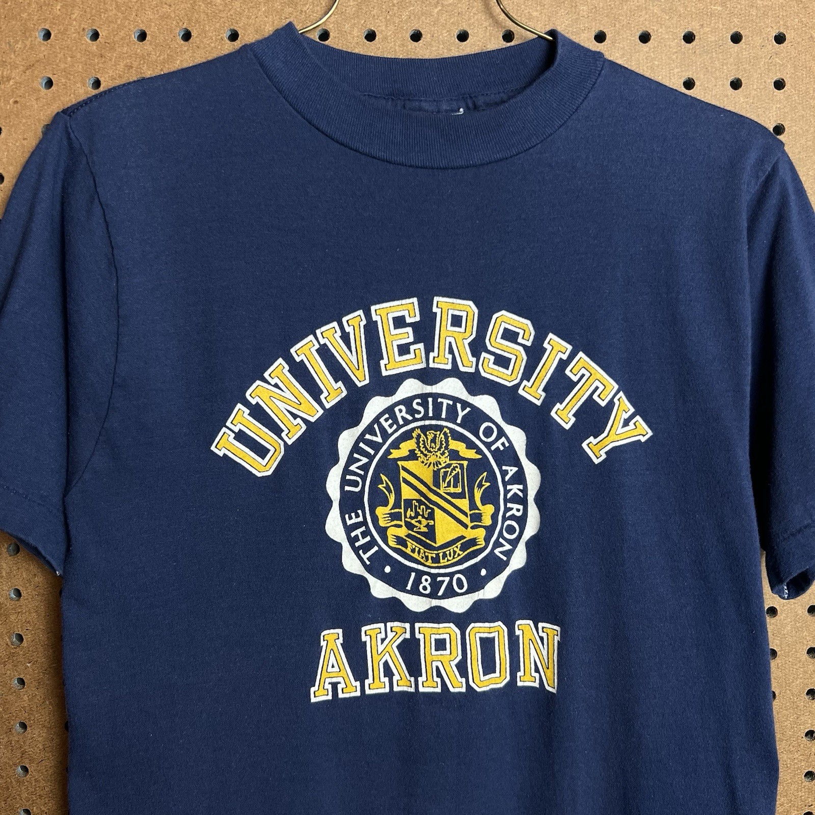 True Vintage Shirt Mens Medium Blue 70s 80s College USA University Akron Single gallery