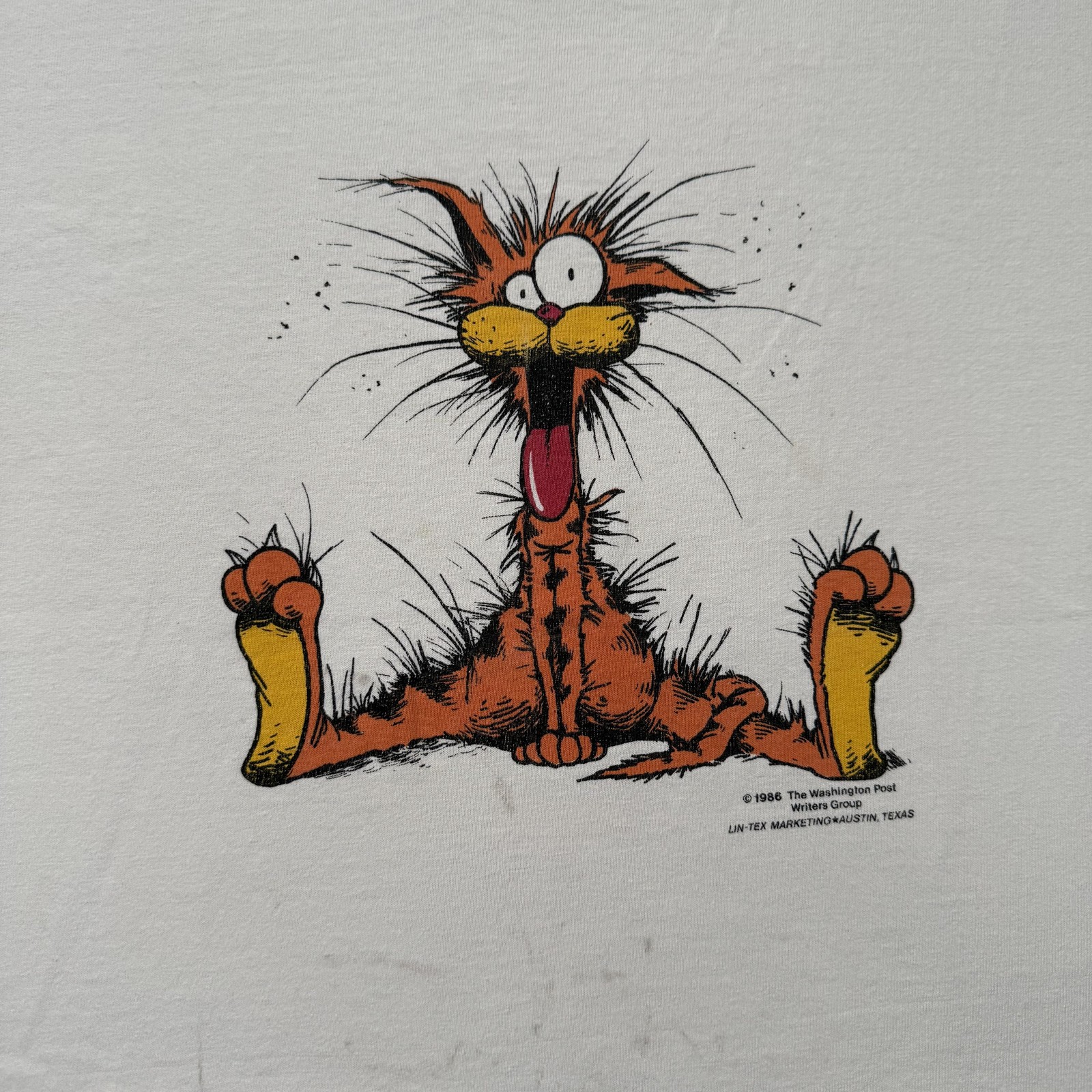 Vintage 80s Stedman Shirt Mens XL White Bill The Cat Bloom County Graphic Tee gallery