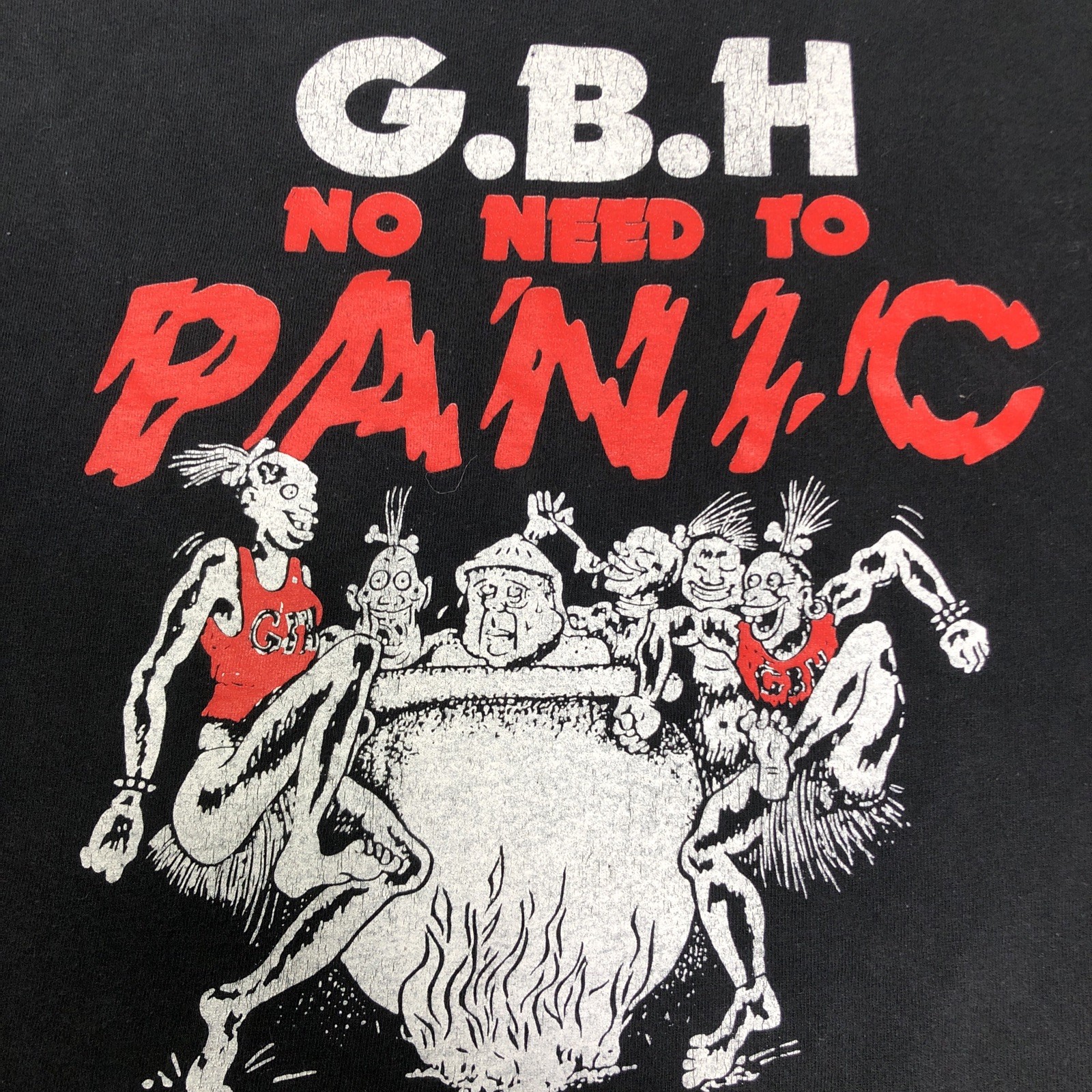 GBH No Need To Panic Album Logo size XL Black T Shirt UK Hardcore Punk Band Tee gallery