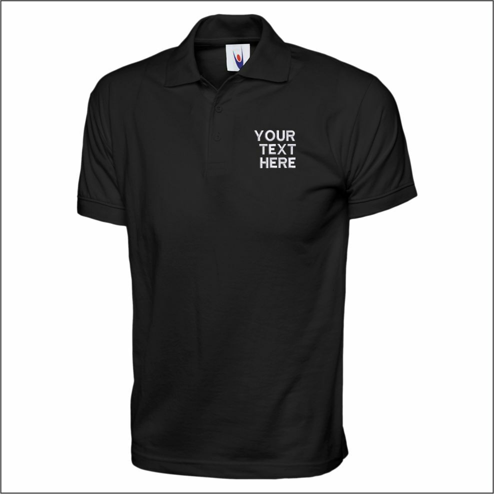 Personalised Uneek Jersey Poloshirt Custom Embroidered Work Wear Polo Tee Shirt
